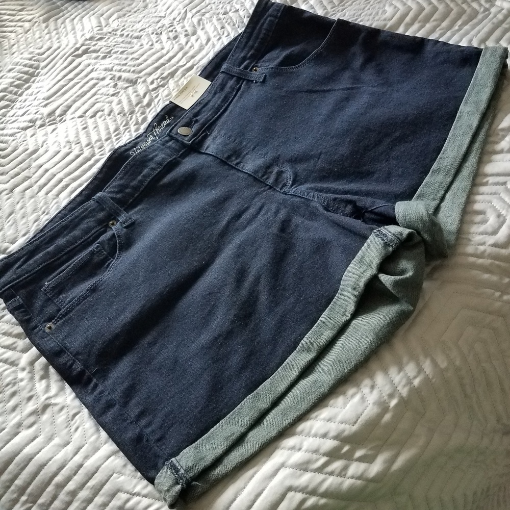 Cuffed Denim Shorts - plus size